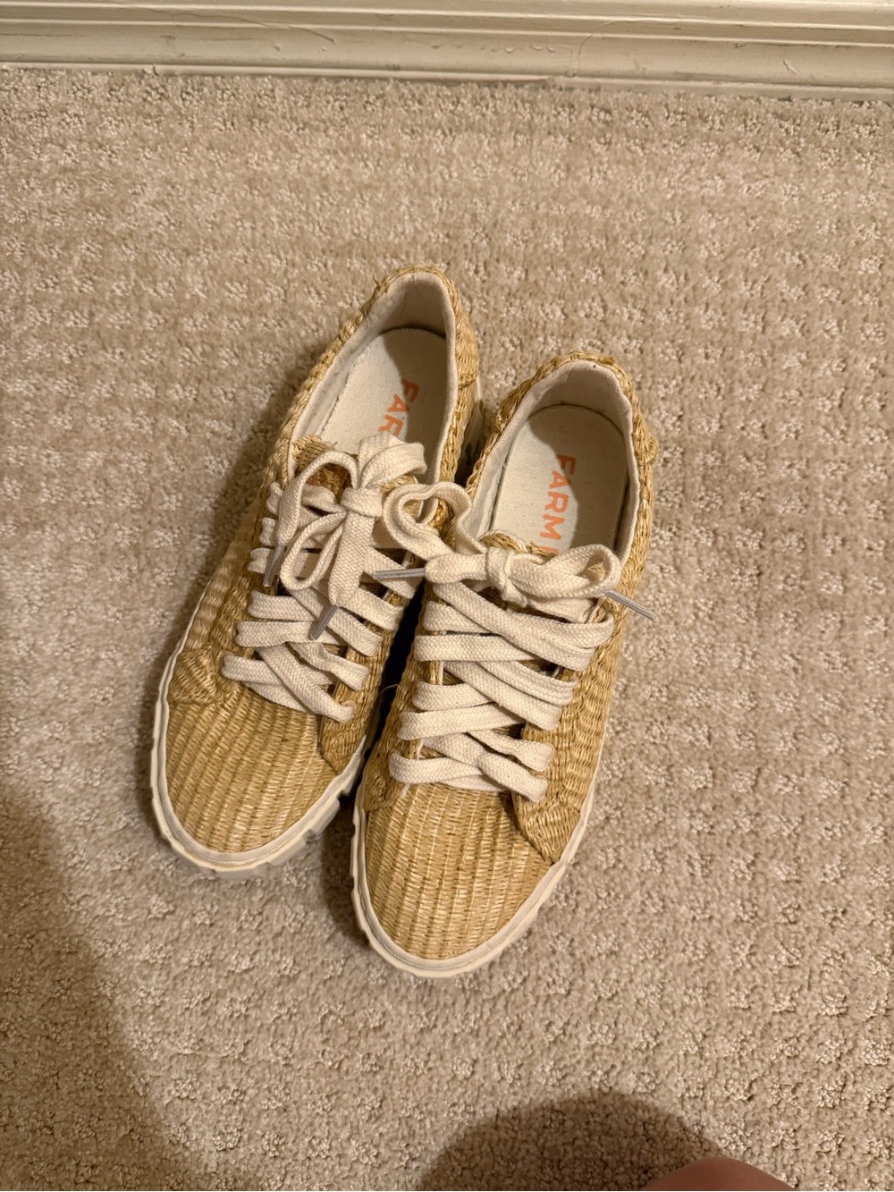 FARM Rio Natural Raffia Lace-Up Sneakers with Cream Sole - Picture 2 of 4